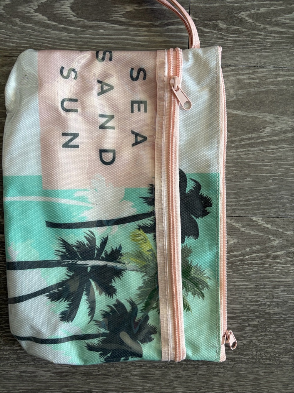 Sea Sand Sun Palm Print Cosmetic Pouch - Mint & Blush